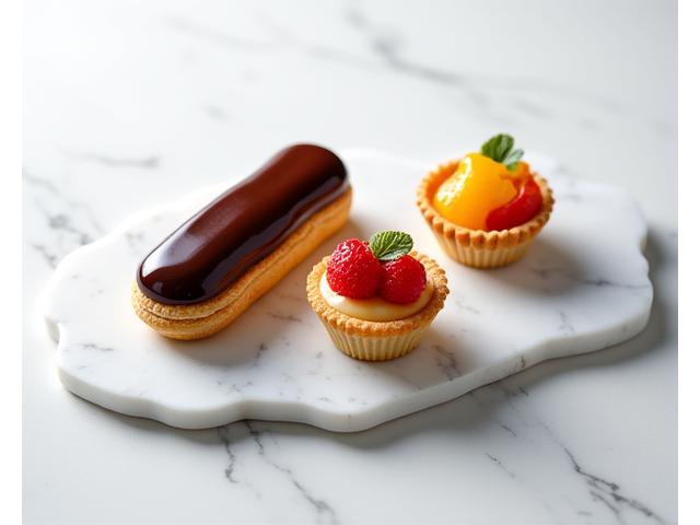 Assortiment de pâtisseries fines et colorées